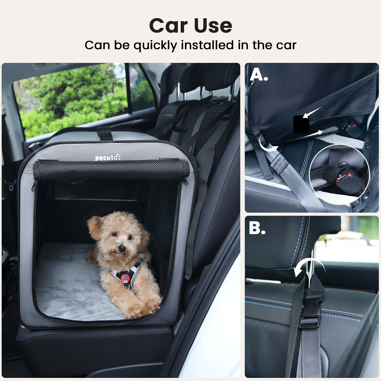 Portable Dog Car Carrier Crate Transportation Carrier Light Weight