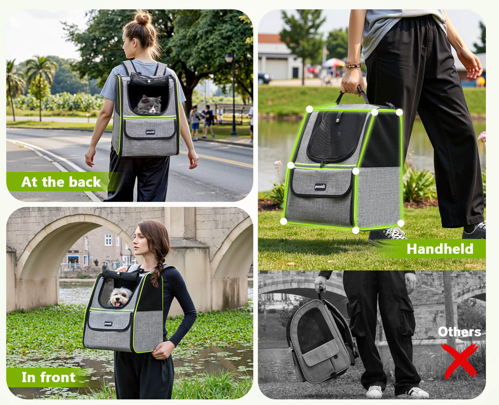 Expandable Cat Carrier Backpack Pet Carrier with Ventilated Mesh for Cats Dogs up to 11 lbs