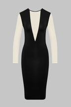 Robe midi manches longues col V - Pure Tentation