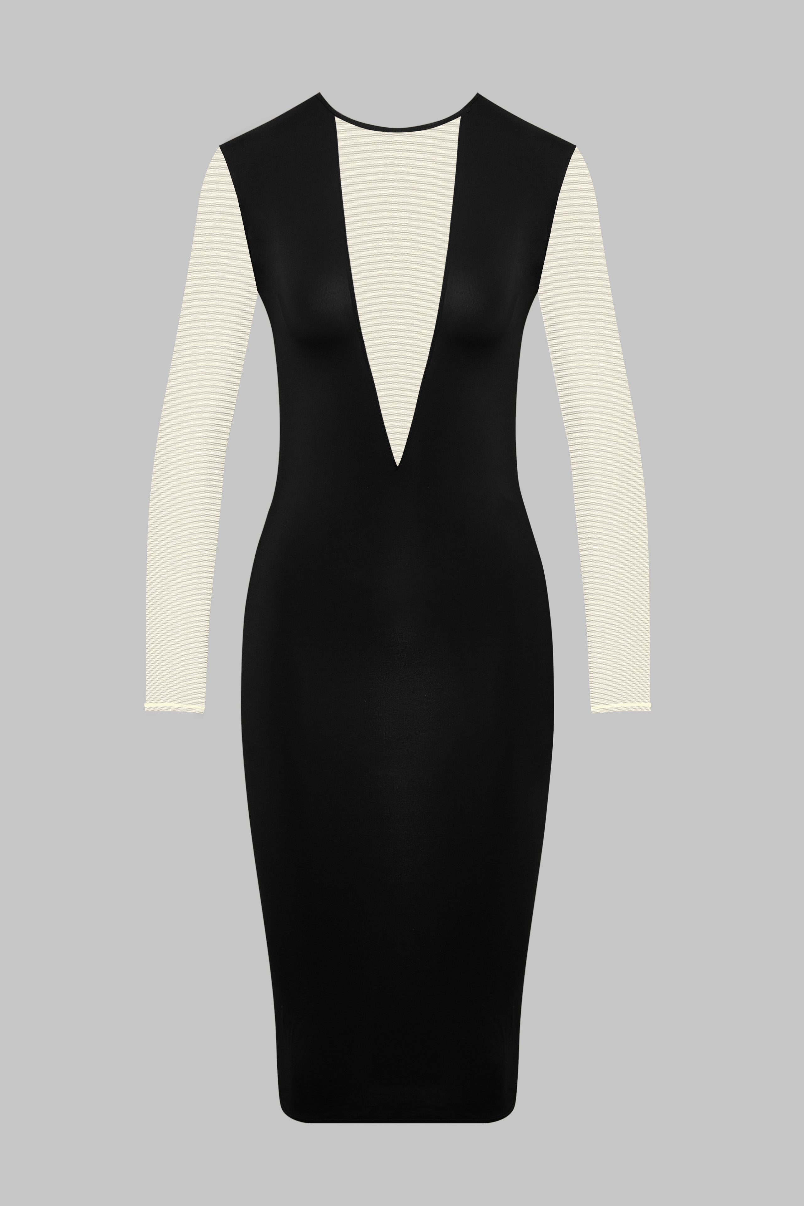 Robe midi manches longues col V - Pure Tentation
