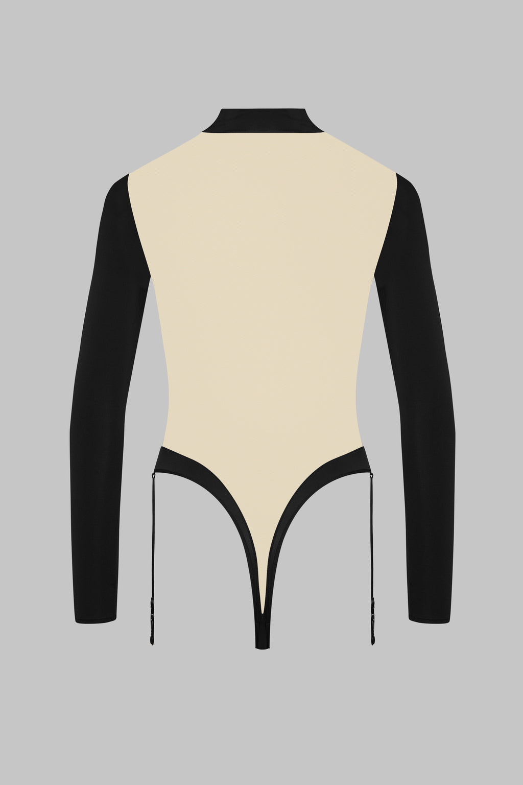 Body string col V manches longues porte-jarretelles - Pure Tentation