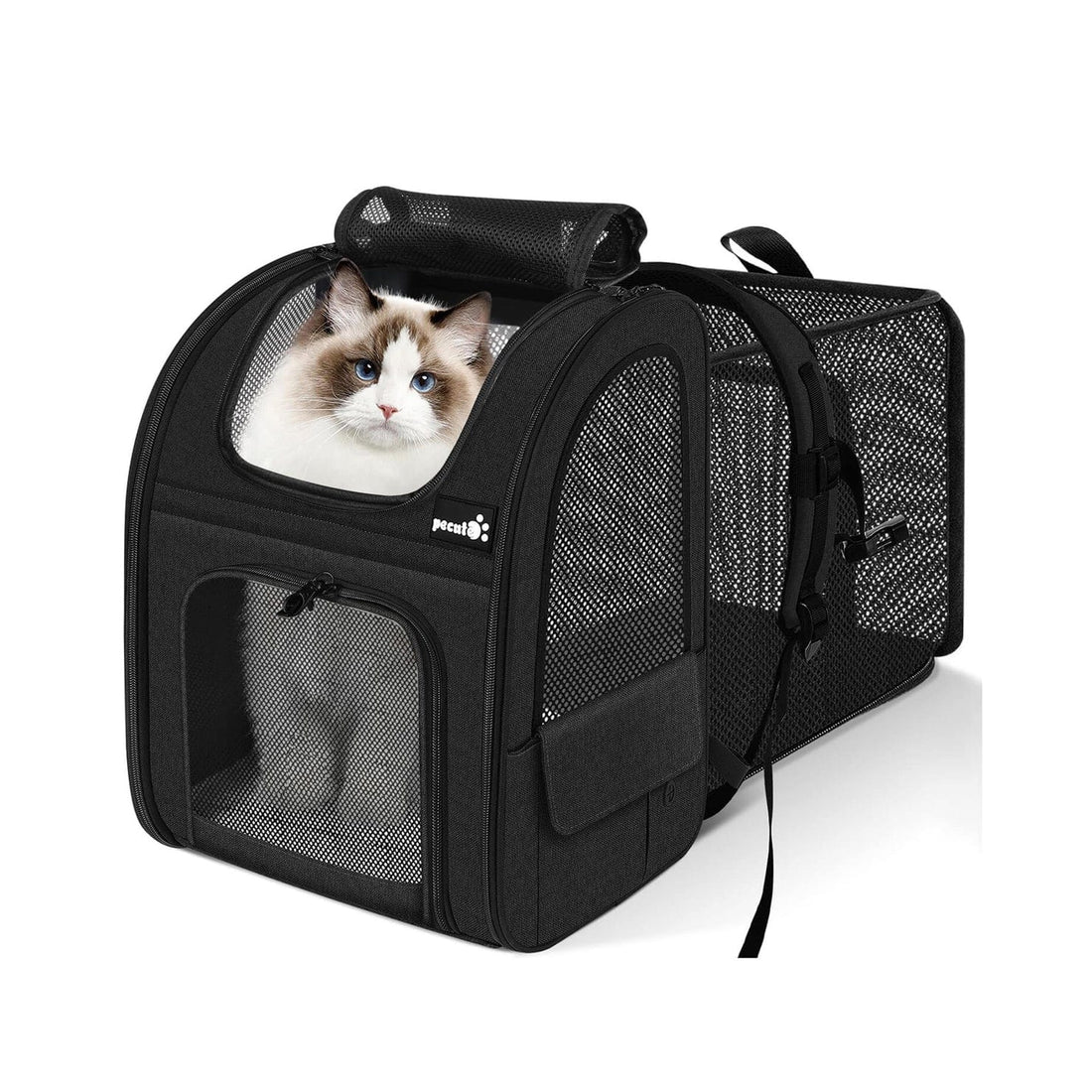 Cat Carrier Dog Backpack Expandable（Black）
