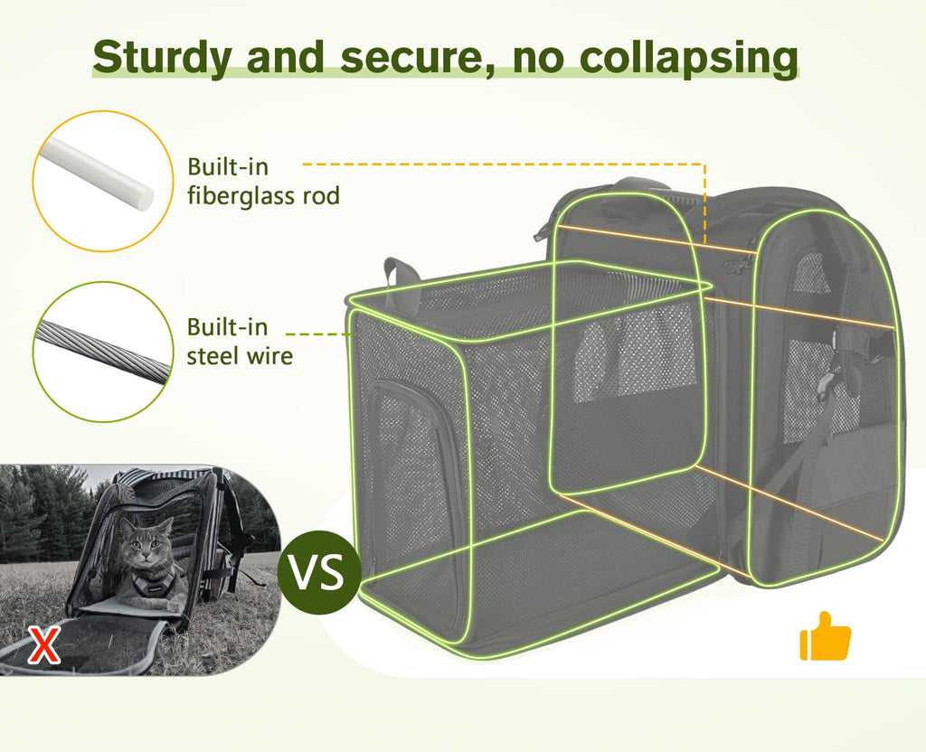 Cat Carrier Dog Backpack Expandable（Black）