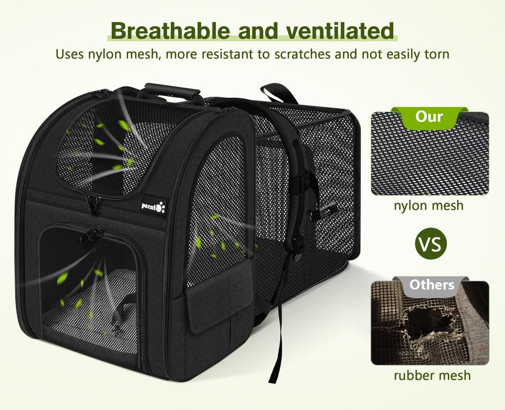 Cat Carrier Dog Backpack Expandable（Black）