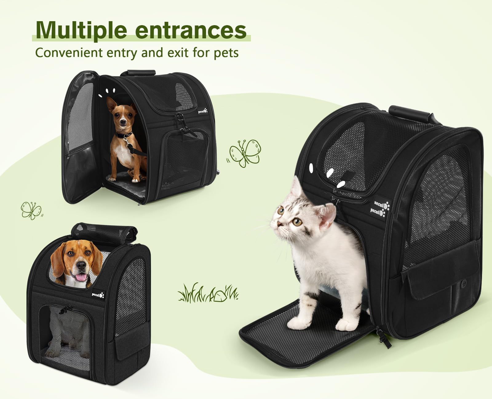 Cat Carrier Dog Backpack Expandable（Black）
