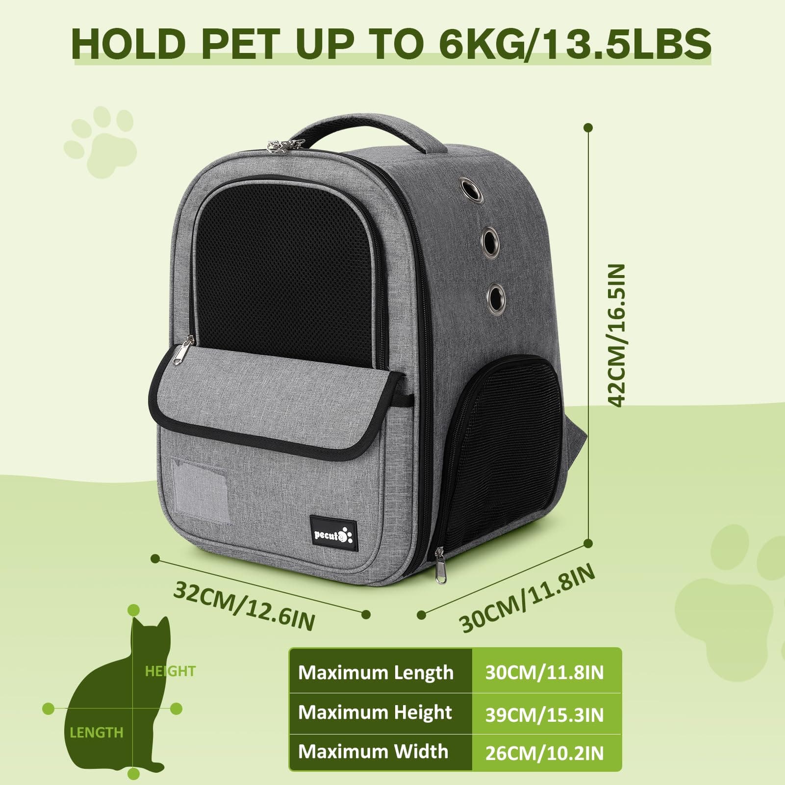 Pecute Small Pet Carrier Backpack for Cats and Puppies