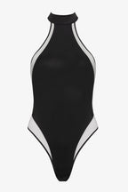 Maillot de bain une pièce encolure américaine - Minuit