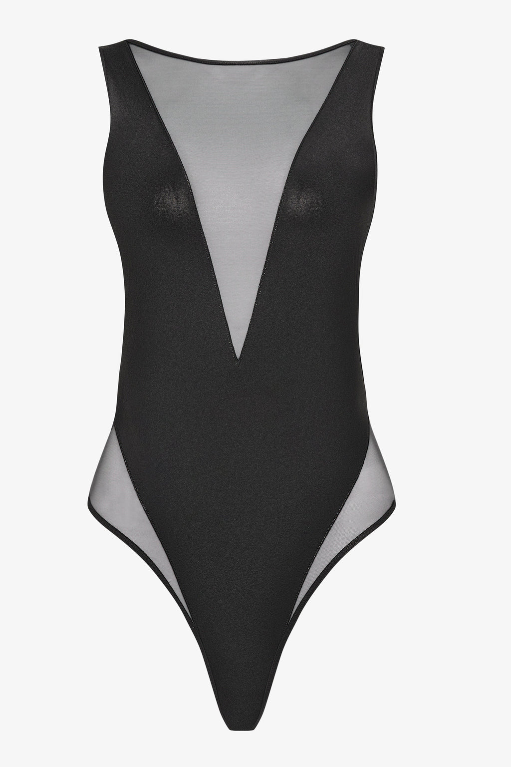 Maillot de bain une pièce col V transparent - Minuit