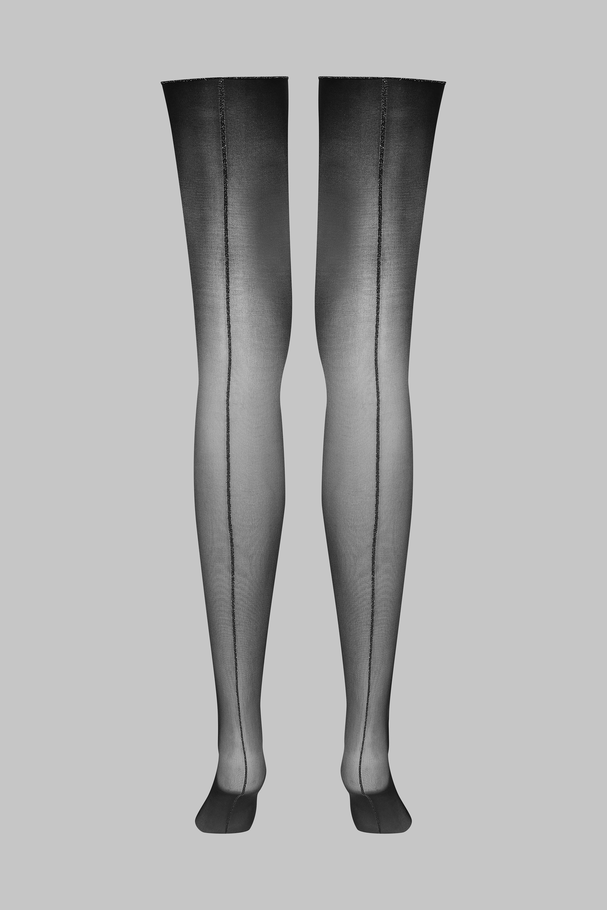 Bas coupés roulés coutures Lurex 20D - Noir/Argent - Legwear