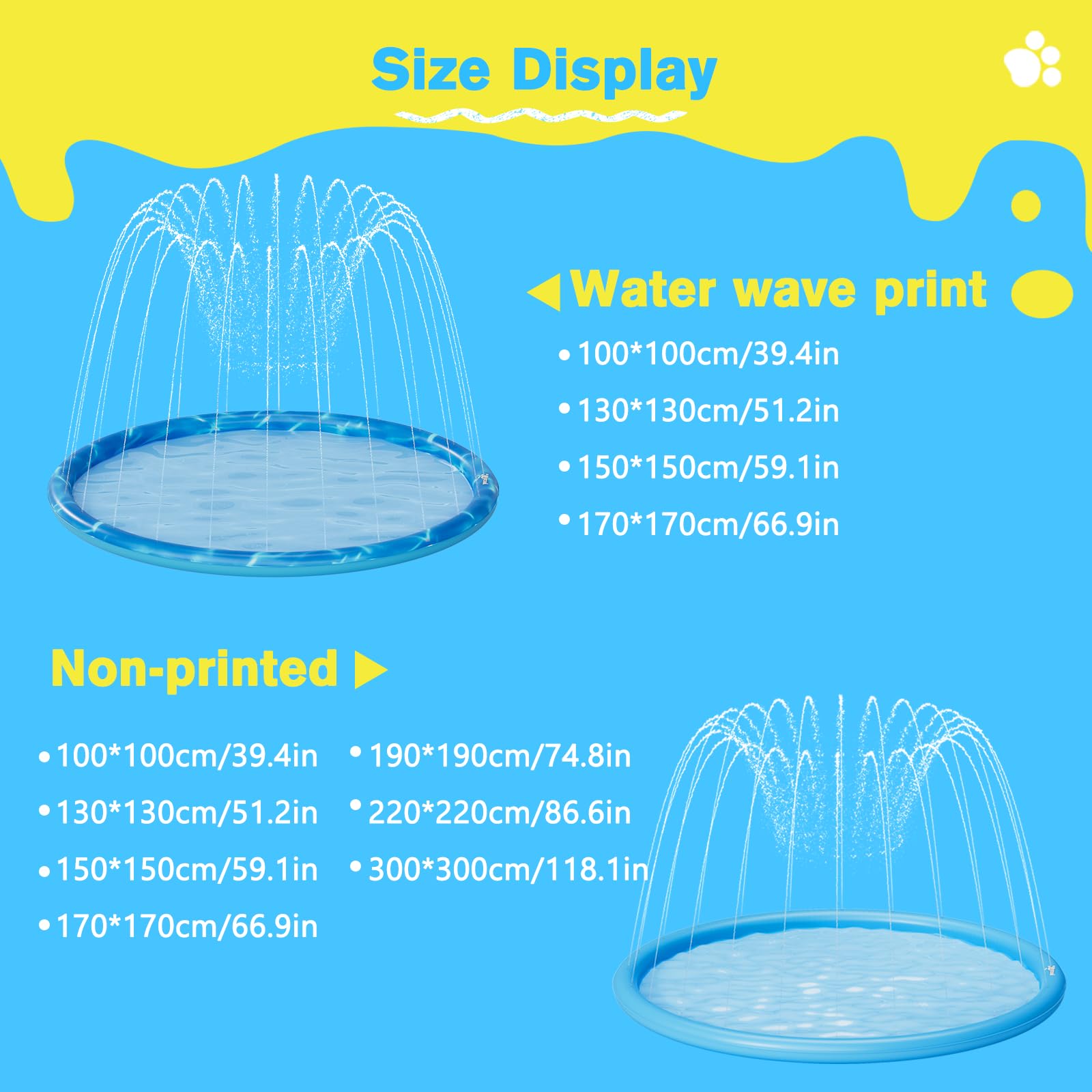 S-4XL Sprinkler Pad for Dogs & Kids