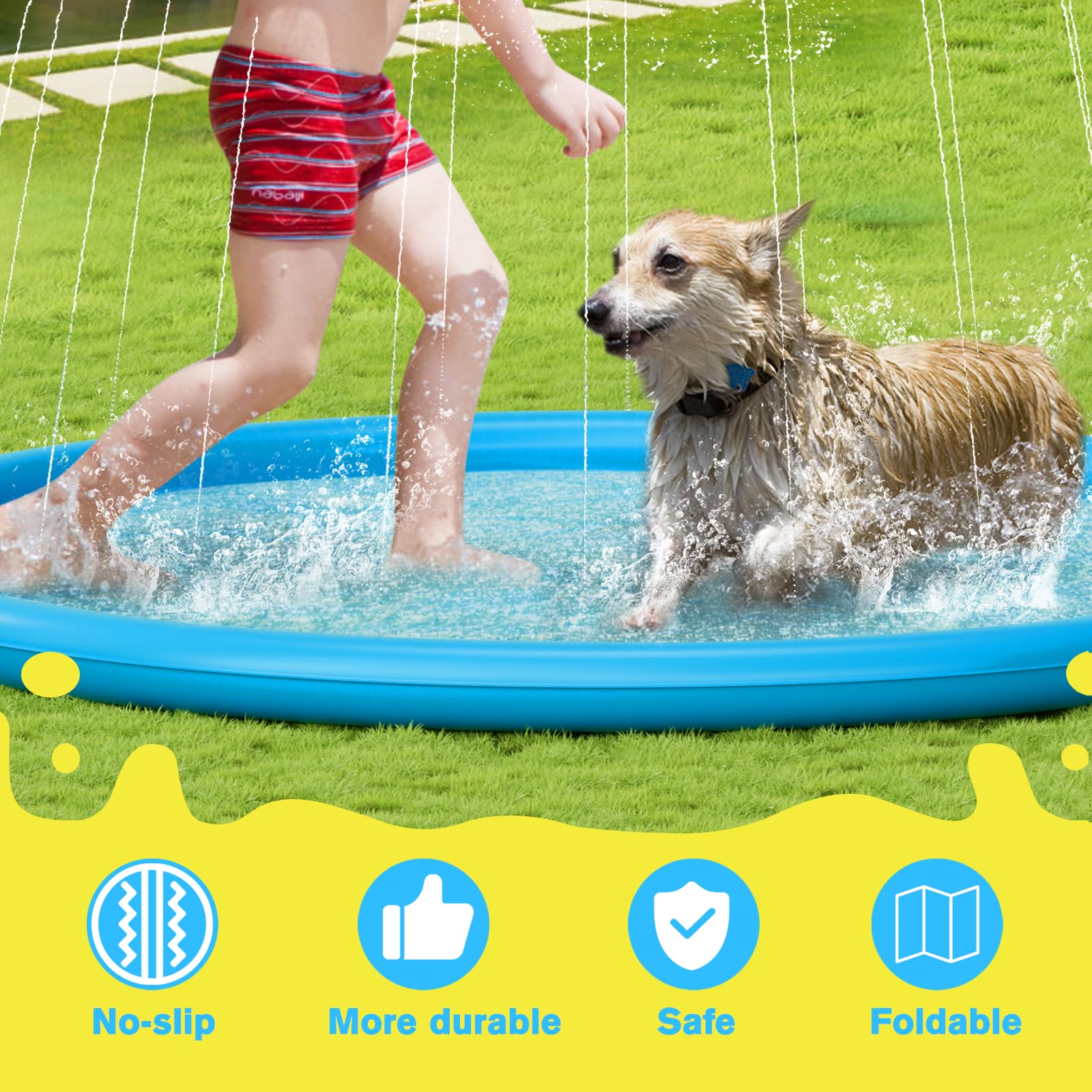 S-4XL Sprinkler Pad for Dogs & Kids
