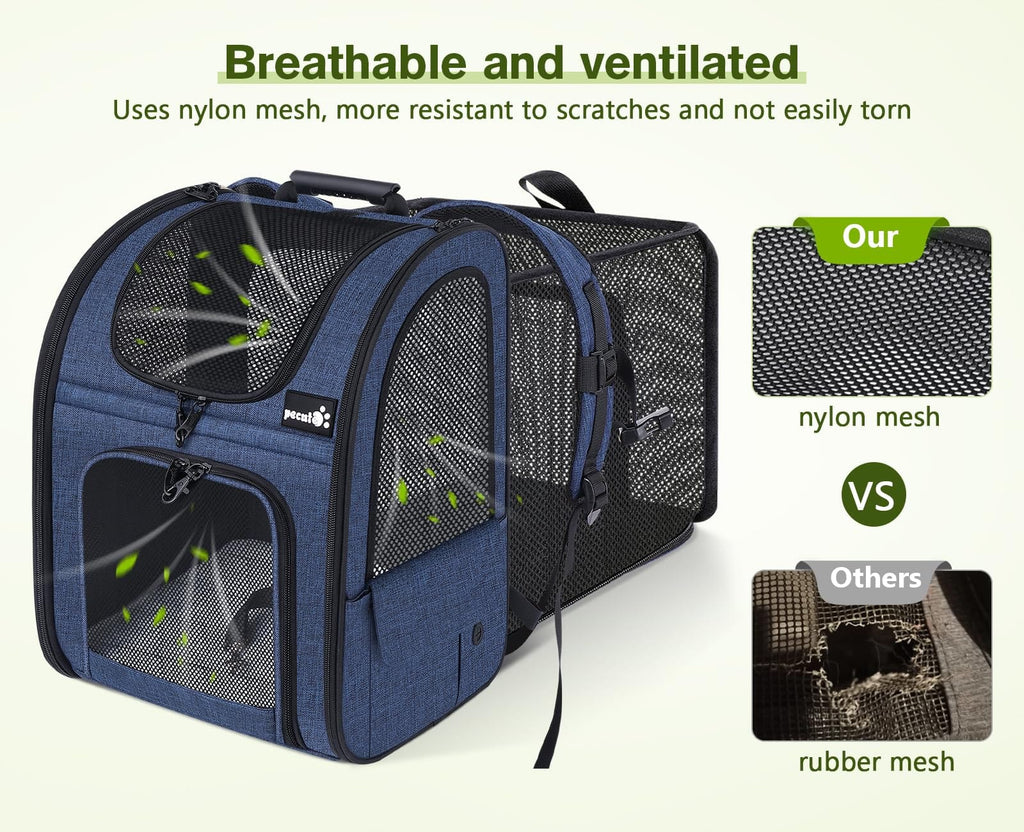 Cat Carrier Dog Backpack Expandable (Blue)