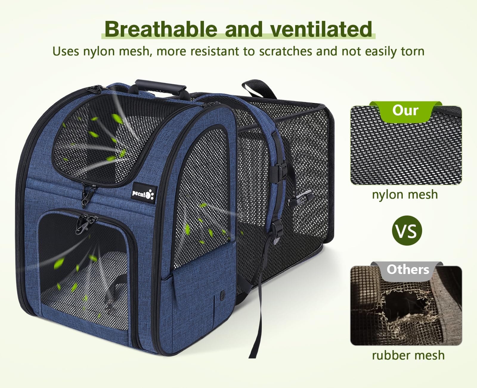 Cat Carrier Dog Backpack Expandable (Blue)