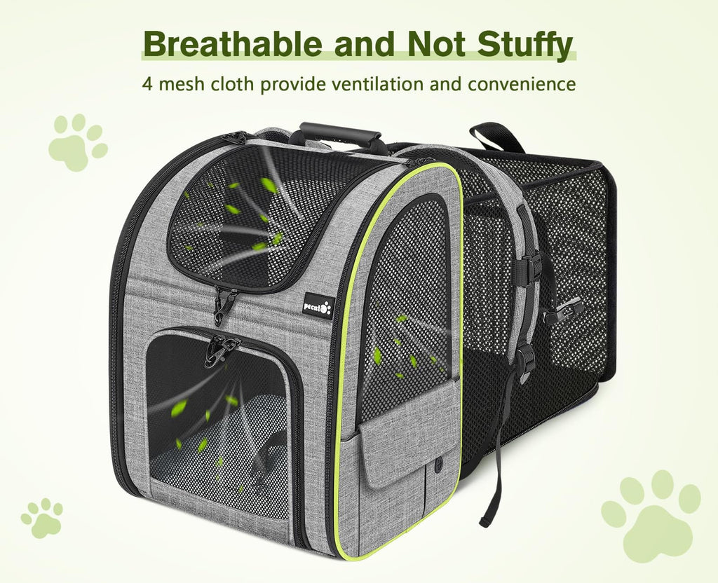 Cat Carrier Dog Backpack Expandable (Grey) - As Seen on TV