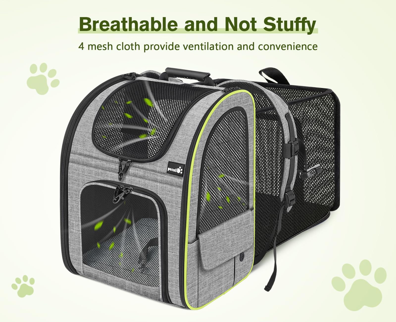 Cat Carrier Dog Backpack Expandable (Grey) - As Seen on TV
