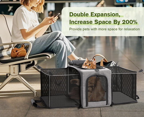 Airline Approved Cat Carrier Expandable Pet Carrier up to 5kg/12lbs