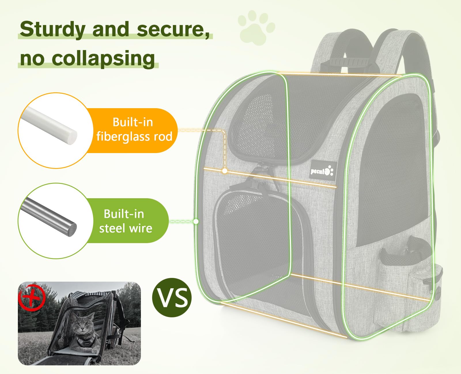 Cat Carrier Dog Backpack (Grey)