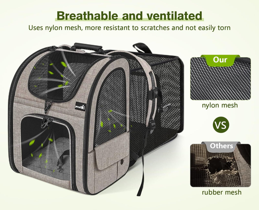 Cat Carrier Dog Backpack Expandable (Khaki)