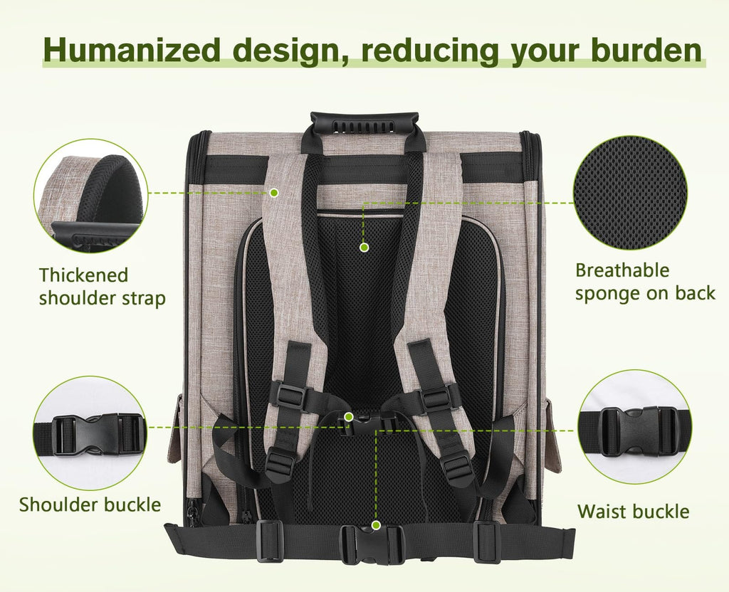 Cat Carrier Dog Backpack Expandable (Khaki)