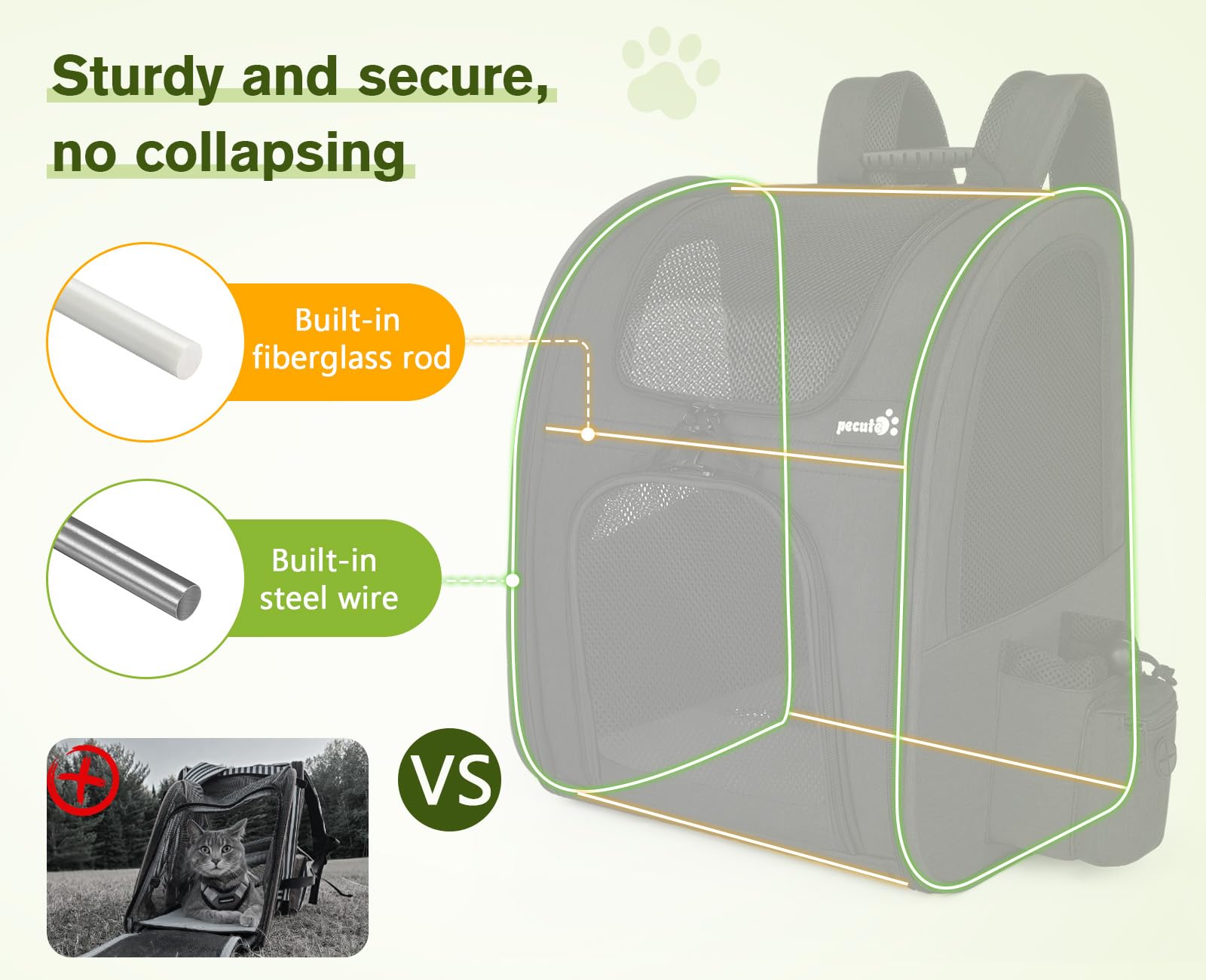 Cat Carrier Dog Backpack (Black)