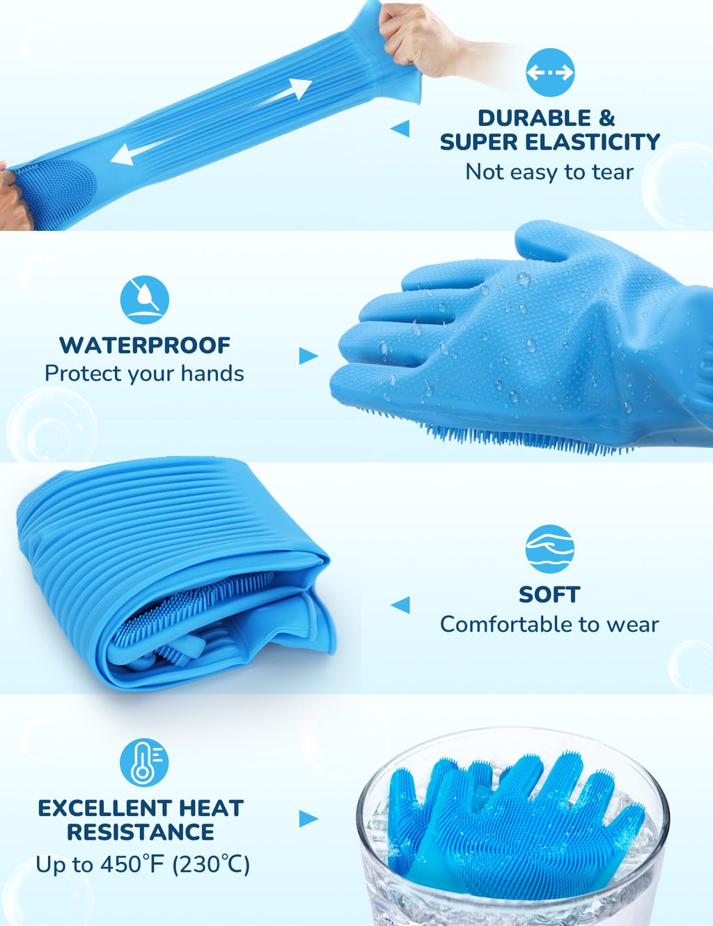 Updated Extension Dog Wash Mitt Bathing Grooming Gloves