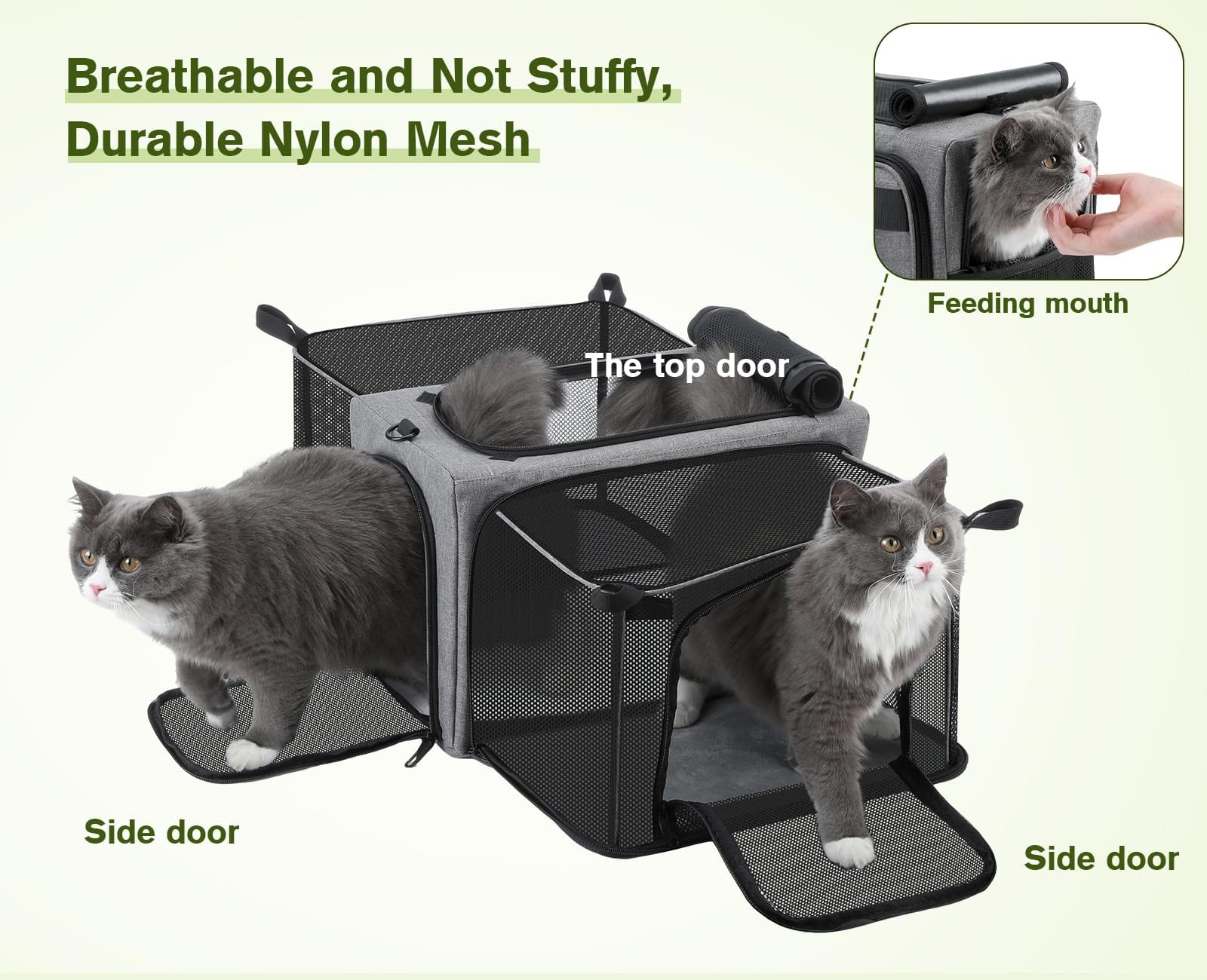 Airline Approved Cat Carrier Expandable Pet Carrier up to 5kg/12lbs