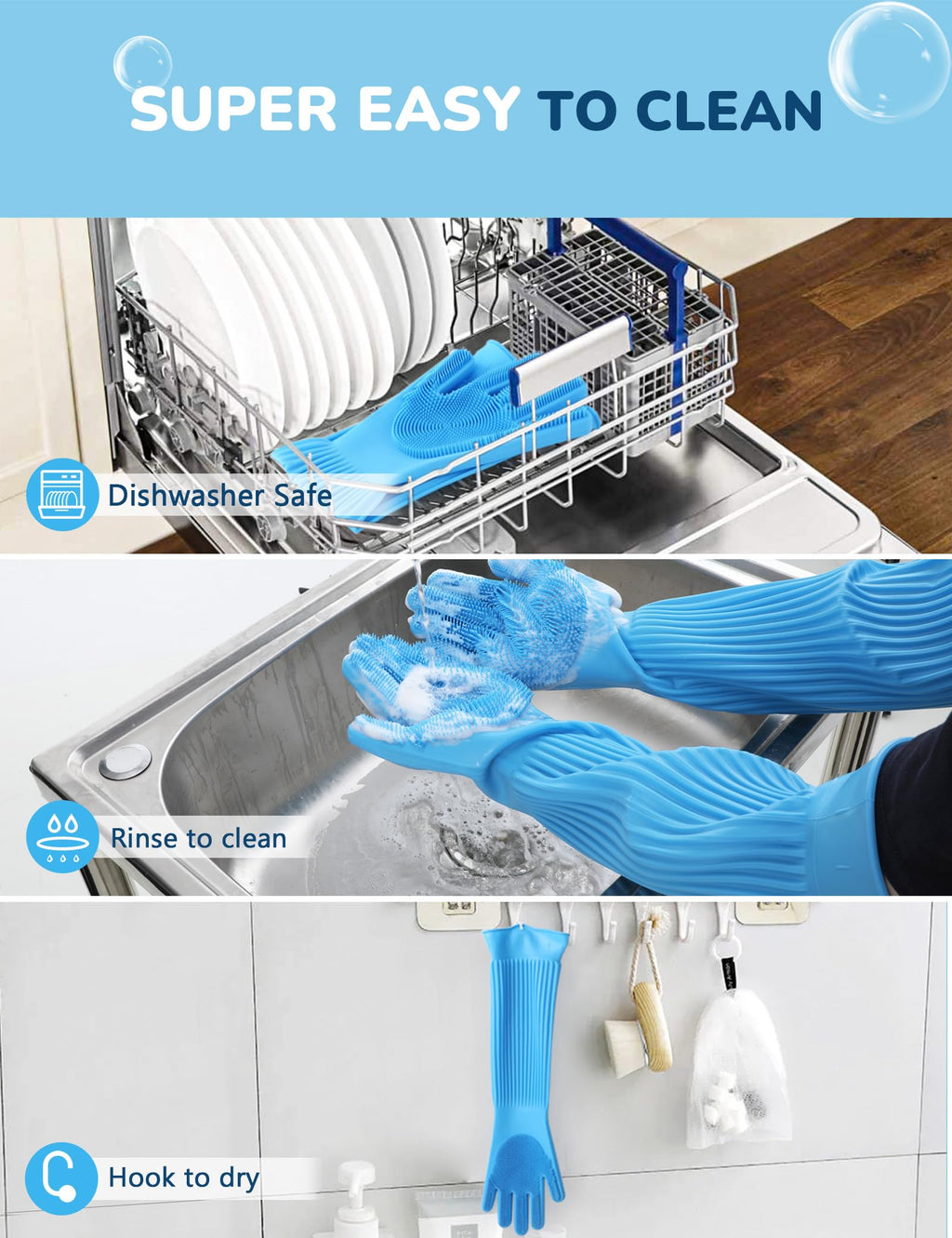 Updated Extension Dog Wash Mitt Bathing Grooming Gloves