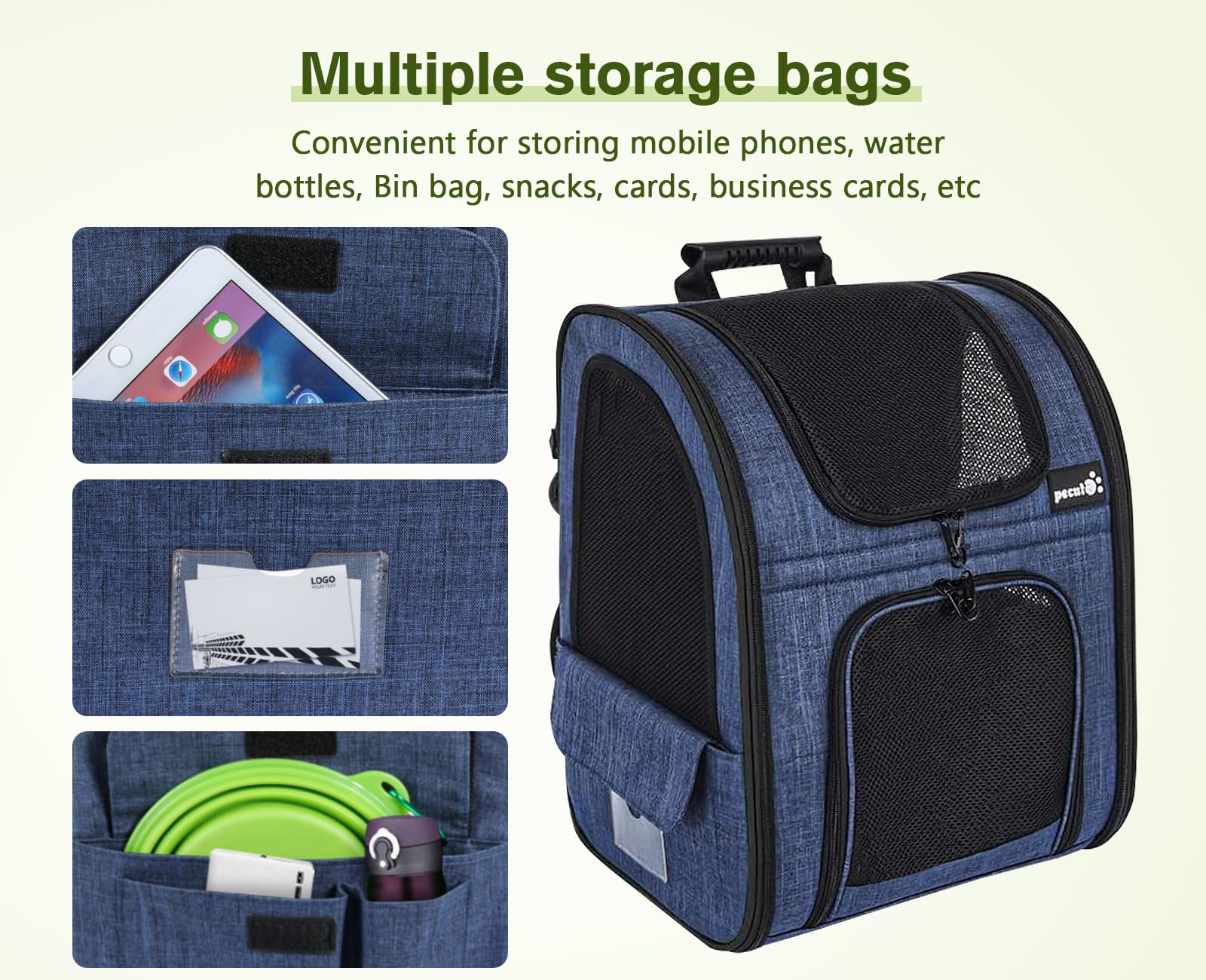 Cat Carrier Dog Backpack Expandable (Blue)