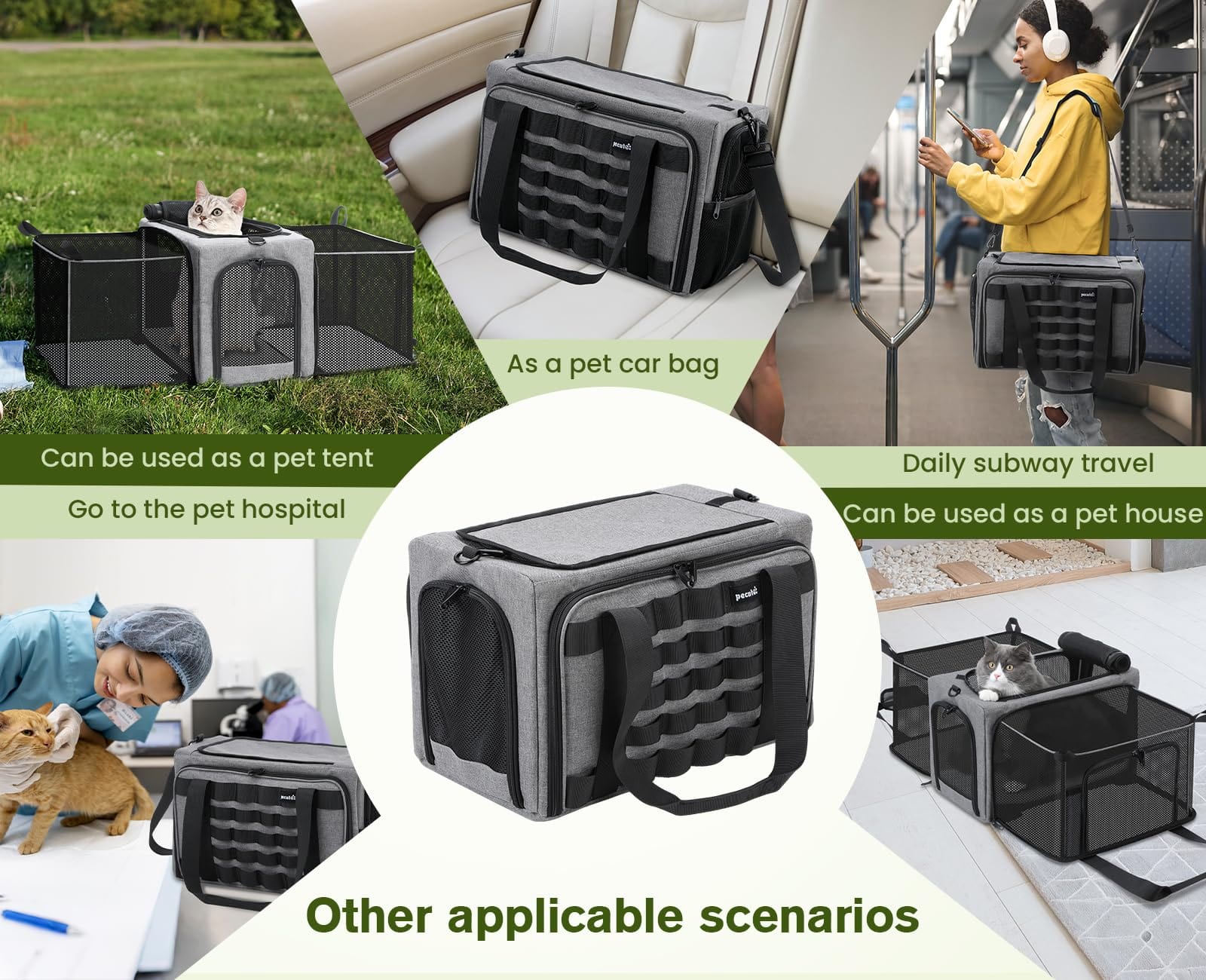 Airline Approved Cat Carrier Expandable Pet Carrier up to 5kg/12lbs