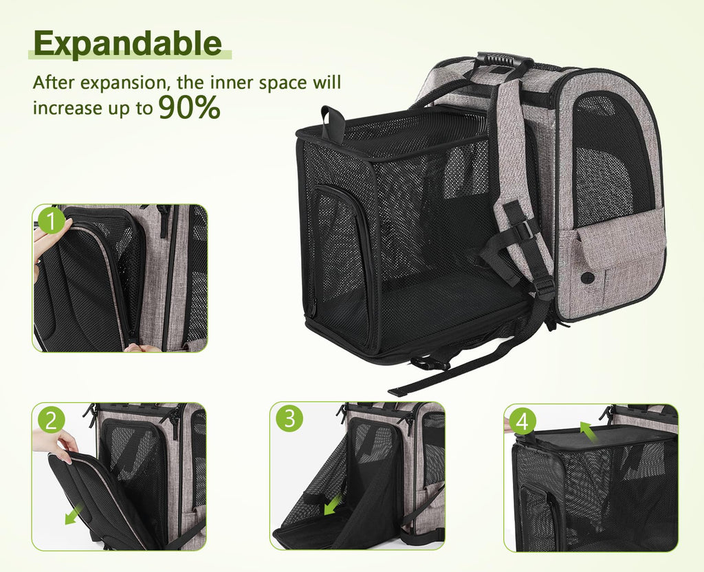 Cat Carrier Dog Backpack Expandable (Khaki)