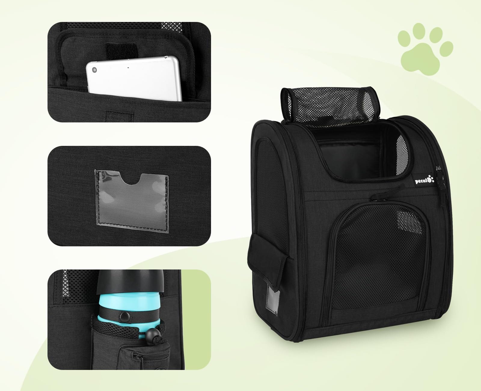 Cat Carrier Dog Backpack (Black)