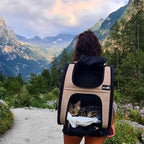 Cat Carrier Dog Backpack Expandable (Khaki)