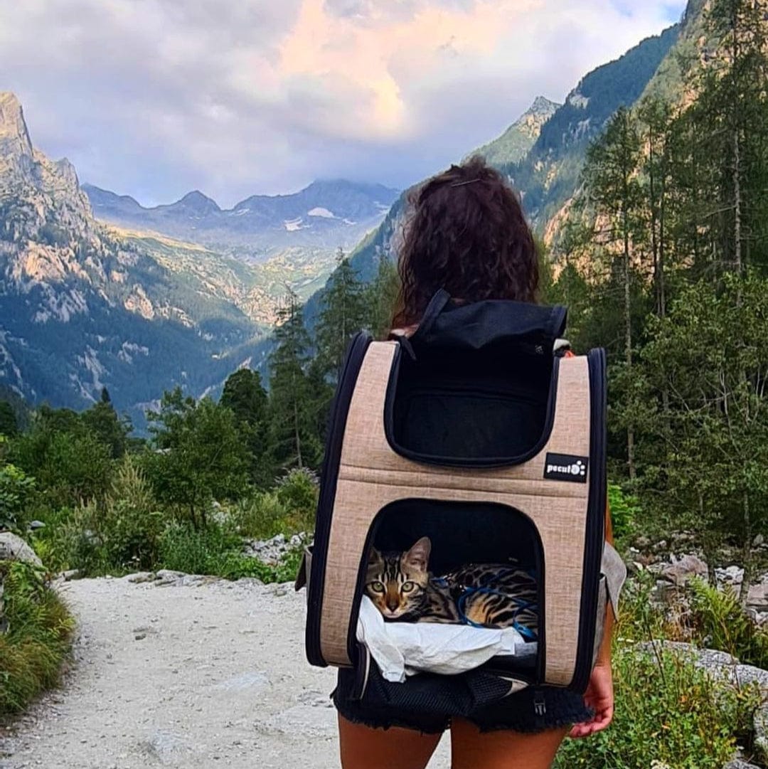 Cat Carrier Dog Backpack Expandable (Khaki)