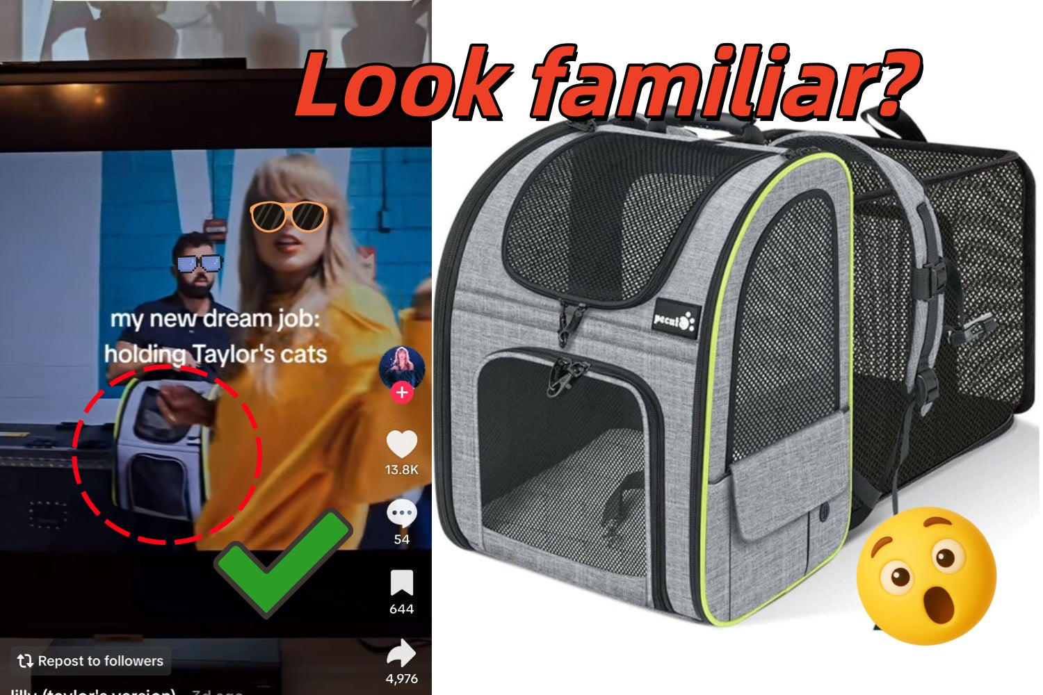 Cat Carrier Dog Backpack Expandable (Grey) - As Seen on TV